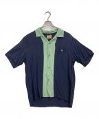 STYLE EYESスタイルアイズ）の古着「レーヨンオープンカラーシャツ」｜ネイビー