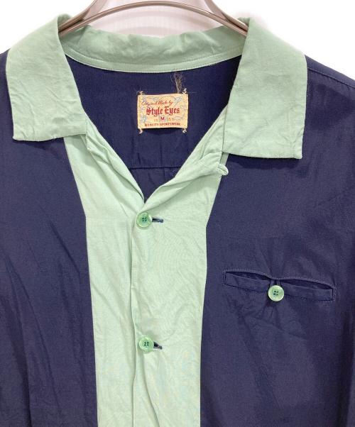 STYLE EYES（スタイルアイズ）STYLE EYES (スタイルアイズ) レーヨンオープンカラーシャツ ネイビー サイズ:Mの古着・服飾アイテム