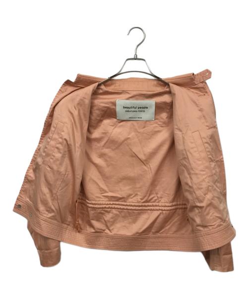 beautiful people（ビューティフルピープル）beautiful people (ビューティフルピープル) フィンクスコットンサテンフレンチフライトジャケット ピンク サイズ:XXSの古着・服飾アイテム