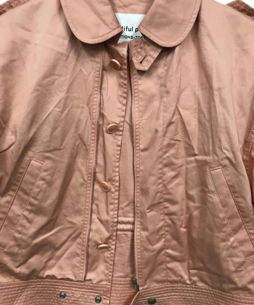 beautiful people（ビューティフルピープル）beautiful people (ビューティフルピープル) フィンクスコットンサテンフレンチフライトジャケット ピンク サイズ:XXSの古着・服飾アイテム