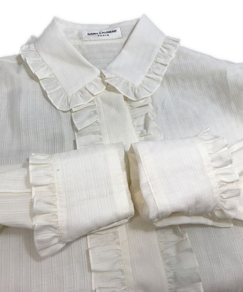 Saint Laurent Paris（サンローランパリ）Saint Laurent Paris (サンローランパリ) フリルシャツ ホワイト サイズ:38の古着・服飾アイテム