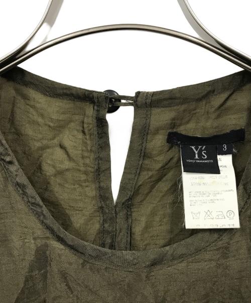 Y's（ワイズ）Y's (ワイズ) カスリ柄S/Sブラウスワンピース グリーン サイズ:3の古着・服飾アイテム