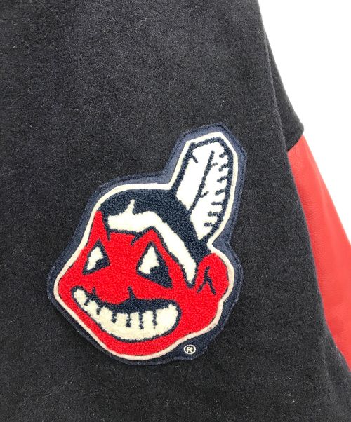 MIRAGE（ミラージュ）mirage (ミラージュ) レザー切替スタジャン レッド×ネイビー サイズ:Lの古着・服飾アイテム