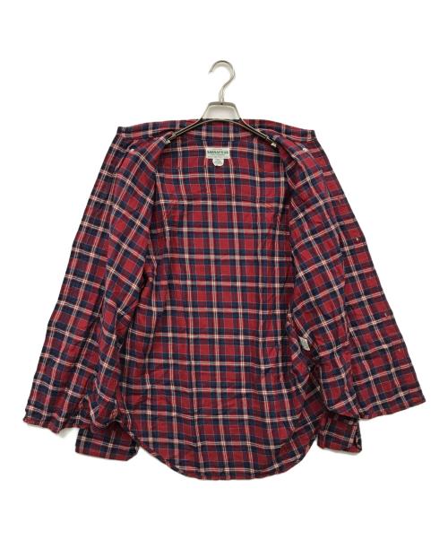 SASSAFRAS（ササフラス）SASSAFRAS (ササフラス) リネンブレンドチェックシャツ レッド サイズ:Lの古着・服飾アイテム