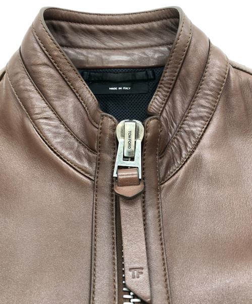 TOM FORD（トムフォード）TOM FORD (トムフォード) ラムレザージャケット ブラウン サイズ:44の古着・服飾アイテム
