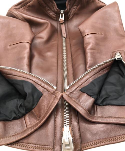 TOM FORD（トムフォード）TOM FORD (トムフォード) ラムレザージャケット ブラウン サイズ:44の古着・服飾アイテム