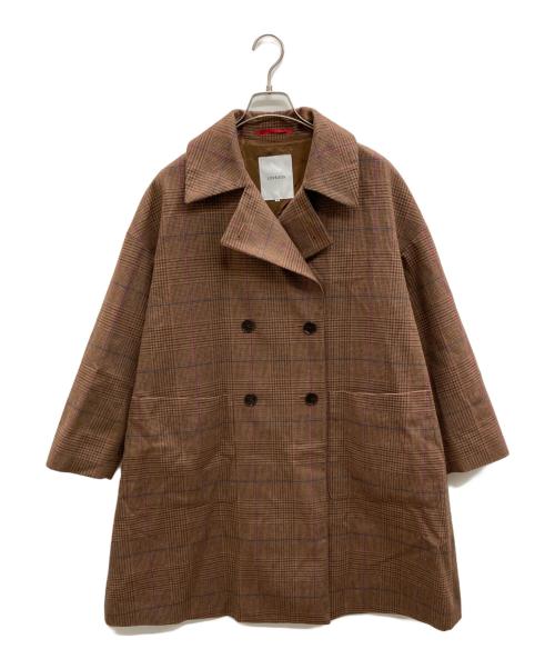 LOVELESS（ラブレス）LOVELESS (ラブレス) グレンチェックダブルコート ブラウン サイズ:34の古着・服飾アイテム