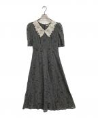 LeJaレジャ）の古着「レジャ Leja 刺繍レース襟付きハイウエスト切り替えAラインワンピース」｜グレー