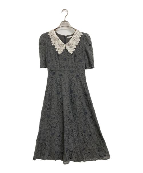 LeJa（レジャ）leja (レジャ) レジャ Leja 刺繍レース襟付きハイウエスト切り替えAラインワンピース グレー サイズ:Sの古着・服飾アイテム
