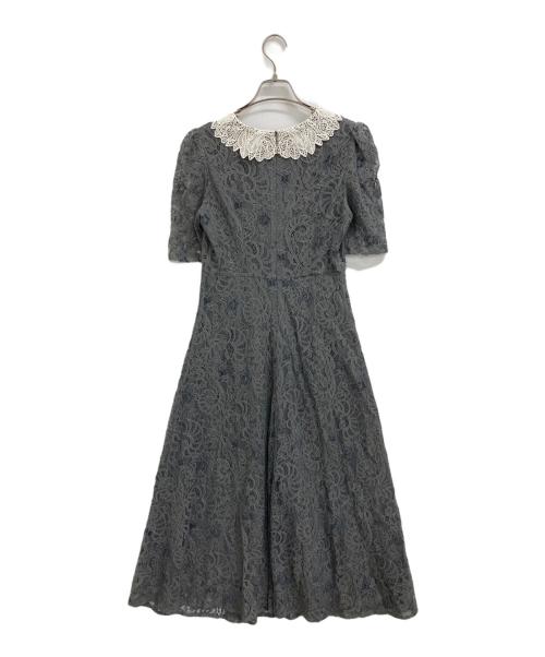 LeJa（レジャ）leja (レジャ) レジャ Leja 刺繍レース襟付きハイウエスト切り替えAラインワンピース グレー サイズ:Sの古着・服飾アイテム