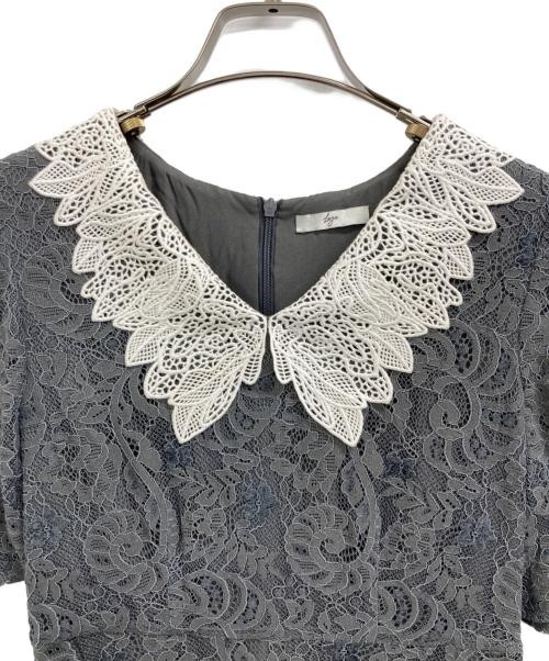 LeJa（レジャ）leja (レジャ) レジャ Leja 刺繍レース襟付きハイウエスト切り替えAラインワンピース グレー サイズ:Sの古着・服飾アイテム