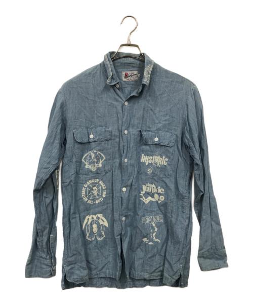 Hysteric Glamour（ヒステリックグラマー）Hysteric Glamour (ヒステリックグラマー) リネンブレンドガールプリントシャツ ブルー サイズ:Mの古着・服飾アイテム