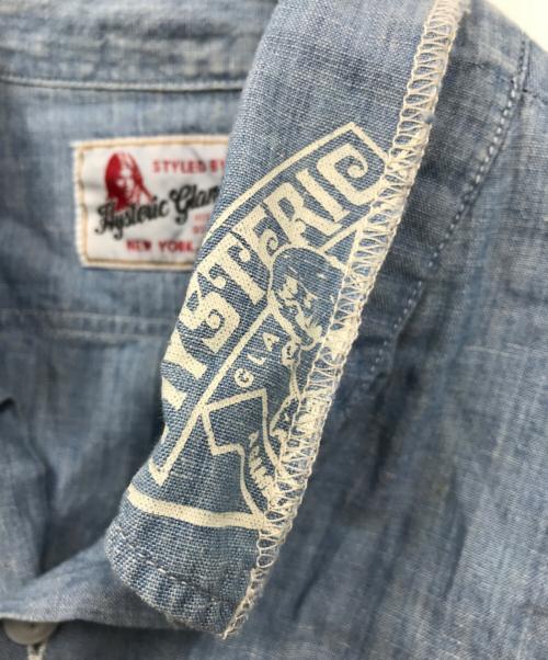 Hysteric Glamour（ヒステリックグラマー）Hysteric Glamour (ヒステリックグラマー) リネンブレンドガールプリントシャツ ブルー サイズ:Mの古着・服飾アイテム
