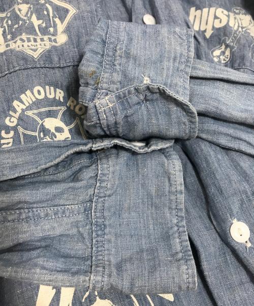 Hysteric Glamour（ヒステリックグラマー）Hysteric Glamour (ヒステリックグラマー) リネンブレンドガールプリントシャツ ブルー サイズ:Mの古着・服飾アイテム