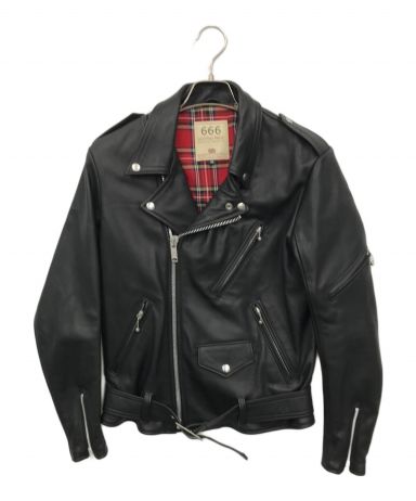 666ライダースジャケット 中古・古着通販】666 (666) ライダースジャケット ブラック サイズ:36