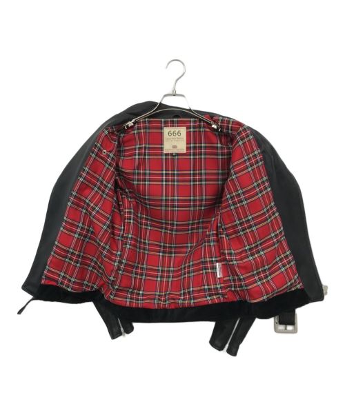 666（666）666 (666) ライダースジャケット ブラック サイズ:36の古着・服飾アイテム