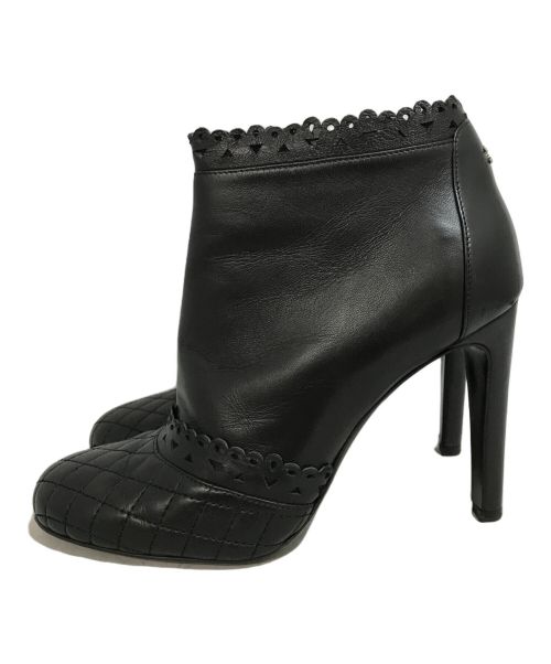 CHANEL（シャネル）CHANEL (シャネル) ハイヒールショートブーツ ブラック サイズ:38　1/2の古着・服飾アイテム