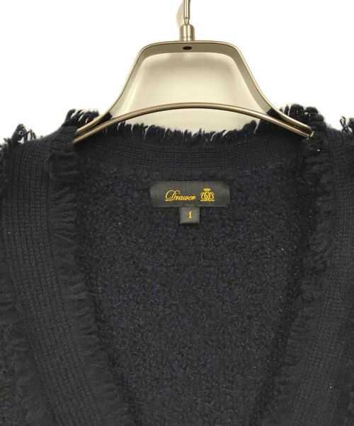 DRAWER（ドゥロワー）DRAWER (ドゥロワー) カシミヤシルクフリンジカーディガン ネイビー サイズ:1の古着・服飾アイテム