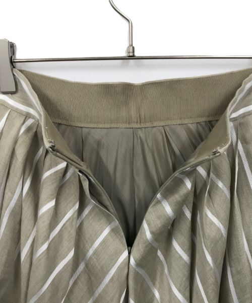 ebure（エブール）ebure (エブール) リネンストライプスカート 黄緑 サイズ:36の古着・服飾アイテム