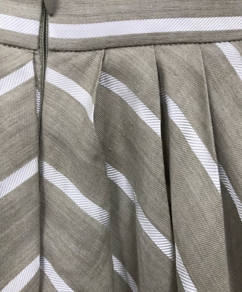ebure（エブール）ebure (エブール) リネンストライプスカート 黄緑 サイズ:36の古着・服飾アイテム