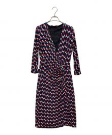 Max Mara Studio（マックスマーラ ストゥディオ）の古着「総柄ワンピース」｜ネイビー×レッド