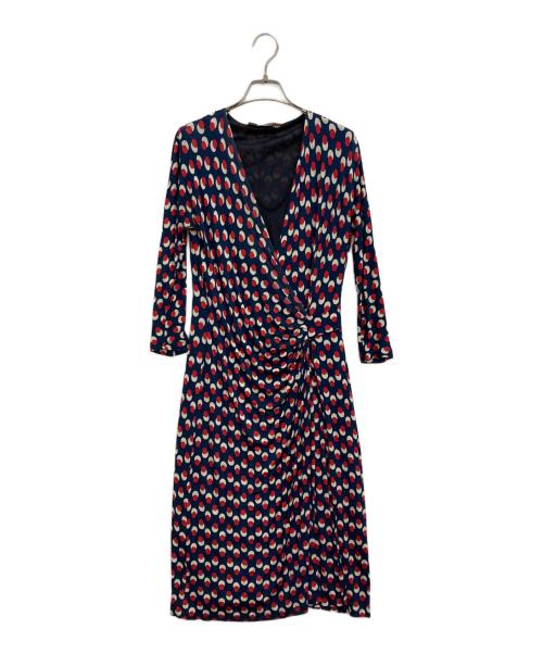 Max Mara Studio（マックスマーラ ストゥディオ）MAX MARA STUDIO (マックスマーラ ストゥディオ) 総柄ワンピース ネイビー×レッド サイズ:Lの古着・服飾アイテム