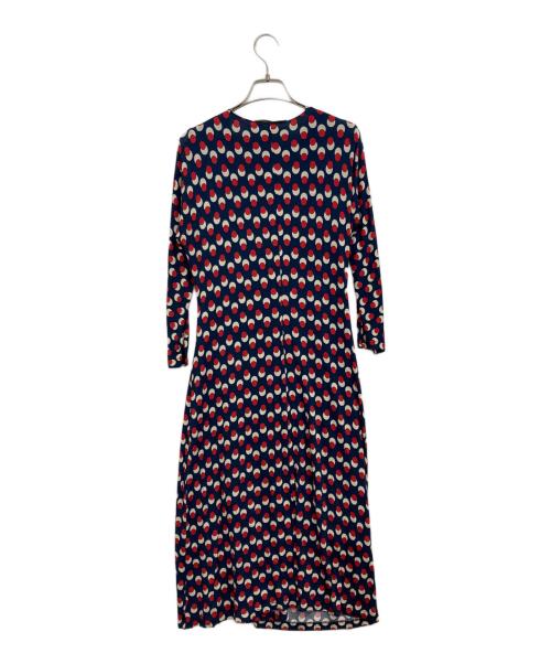 Max Mara Studio（マックスマーラ ストゥディオ）MAX MARA STUDIO (マックスマーラ ストゥディオ) 総柄ワンピース ネイビー×レッド サイズ:Lの古着・服飾アイテム