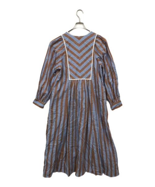 ne quittez pas（ヌキテパ）ne quittez pas (ヌキテパ) Cotton Voile Stripe Gather Dress スカイブルー サイズ:Sの古着・服飾アイテム