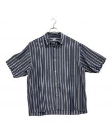 H BEAUTY&YOUTH（エイチ ビューティー&ユース）の古着「RIOPEL STRIPE SHORT SLEEVE SHIRT（ ストライプショートスリーブシャツ ）」｜ネイビー