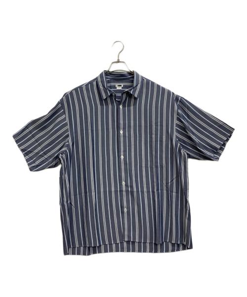 H BEAUTY&YOUTH（エイチ ビューティー&ユース）H BEAUTY&YOUTH (エイチ ビューティー&ユース) RIOPEL STRIPE SHORT SLEEVE SHIRT（ ストライプショートスリーブシャツ ） ネイビー サイズ:Lの古着・服飾アイテム