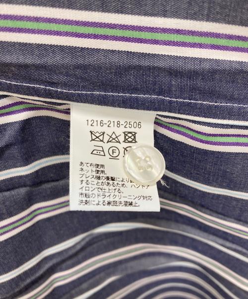 H BEAUTY&YOUTH（エイチ ビューティー&ユース）H BEAUTY&YOUTH (エイチ ビューティー&ユース) RIOPEL STRIPE SHORT SLEEVE SHIRT（ ストライプショートスリーブシャツ ） ネイビー サイズ:Lの古着・服飾アイテム