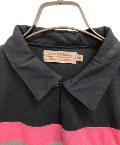NICENESS（ナイスネス）NICENESS (ナイスネス) ボーダーポロシャツ ブラック サイズ:Mの古着・服飾アイテム