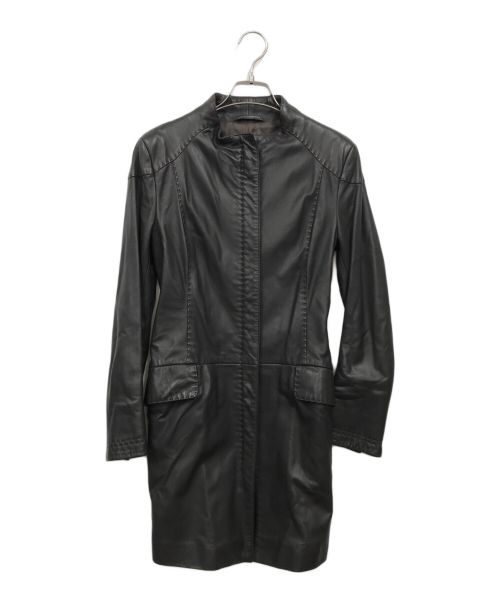 EMPORIO ARMANI（エンポリオアルマーニ）EMPORIO ARMANI (エンポリオアルマーニ) ラムレザーコート ブラウン サイズ:38の古着・服飾アイテム