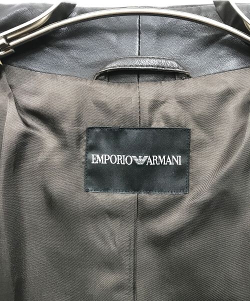 EMPORIO ARMANI（エンポリオアルマーニ）EMPORIO ARMANI (エンポリオアルマーニ) ラムレザーコート ブラウン サイズ:38の古着・服飾アイテム