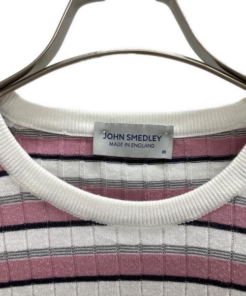 JOHN SMEDLEY（ジョンスメドレー）JOHN SMEDLEY (ジョンスメドレー) ボーダーニットカットソー ピンク サイズ:Mの古着・服飾アイテム