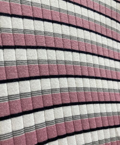 JOHN SMEDLEY（ジョンスメドレー）JOHN SMEDLEY (ジョンスメドレー) ボーダーニットカットソー ピンク サイズ:Mの古着・服飾アイテム