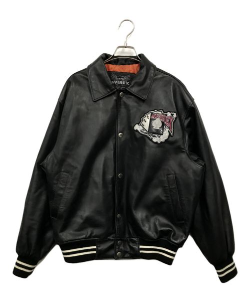 AVIREX（アヴィレックス）AVIREX (アヴィレックス) レザースタジャン ブラック サイズ:サイズタグ欠品の古着・服飾アイテム