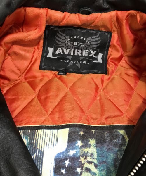 AVIREX（アヴィレックス）AVIREX (アヴィレックス) レザースタジャン ブラック サイズ:サイズタグ欠品の古着・服飾アイテム