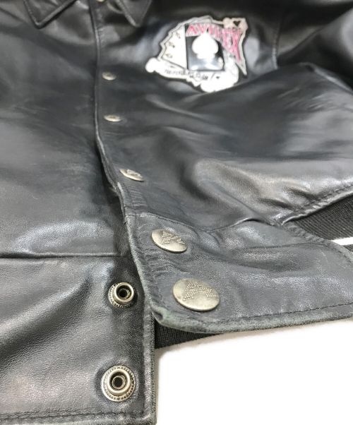 AVIREX（アヴィレックス）AVIREX (アヴィレックス) レザースタジャン ブラック サイズ:サイズタグ欠品の古着・服飾アイテム