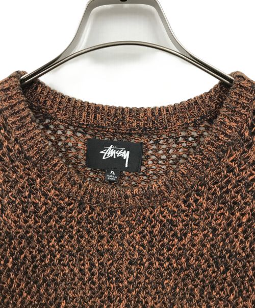 stussy（ステューシー）stussy (ステューシー) 2 Tone Loose Gauge Sweater ブラック×オレンジ サイズ:XLの古着・服飾アイテム