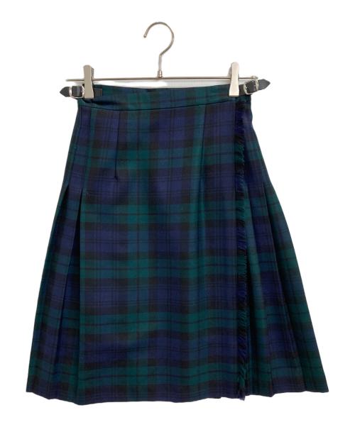 O'NEIL OF DUBLIN（オニールオブダブリン）O'NEIL OF DUBLIN (オニールオブダブリン) ラップチェックスカート グリーン×ネイビー サイズ:US6の古着・服飾アイテム