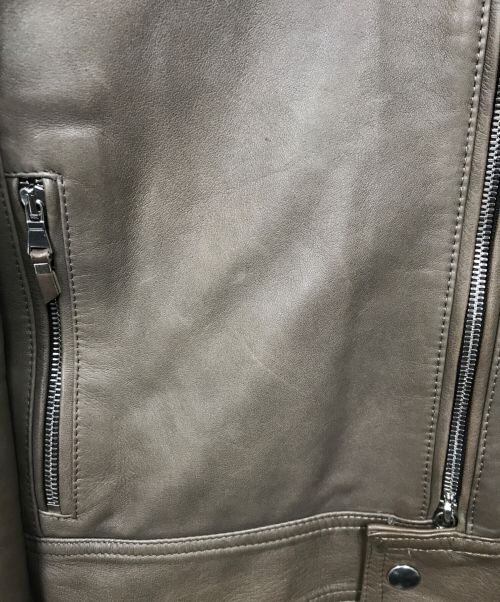 EMMETI（エンメティ）EMMETI (エンメティ) ANDREA/ラムスキンシングルライダースジャケット ブラウン サイズ:48の古着・服飾アイテム