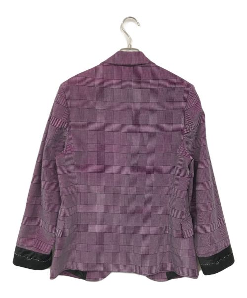 MSGM（エムエスジーエム）MSGM (エムエスジーエム) フェードデザインチェックテーラードジャケット パープル サイズ:40の古着・服飾アイテム