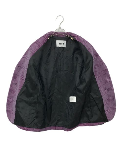 MSGM（エムエスジーエム）MSGM (エムエスジーエム) フェードデザインチェックテーラードジャケット パープル サイズ:40の古着・服飾アイテム