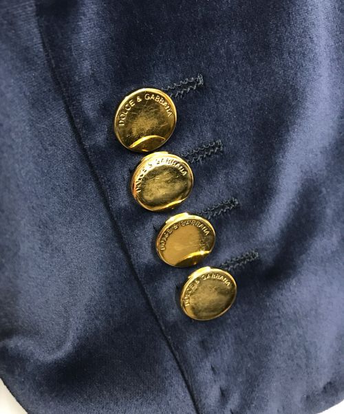 DOLCE & GABBANA（ドルチェ＆ガッバーナ）DOLCE & GABBANA (ドルチェ＆ガッバーナ) ベロアテーラードジャケット ネイビー サイズ:36の古着・服飾アイテム