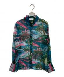 MSGM（エムエスジーエム）の古着「総柄シアーシャツ」｜グリーン