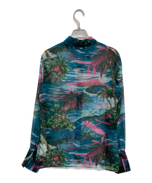 MSGM（エムエスジーエム）MSGM (エムエスジーエム) 総柄シアーシャツ グリーン サイズ:40の古着・服飾アイテム