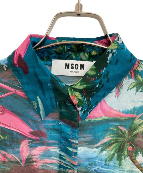 MSGM（エムエスジーエム）MSGM (エムエスジーエム) 総柄シアーシャツ グリーン サイズ:40の古着・服飾アイテム