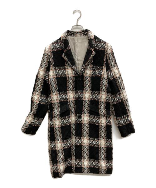 NO ID.（ノーアイディー）NO ID. (ノーアイディー) ツイードロングコート ブラック サイズ:1の古着・服飾アイテム
