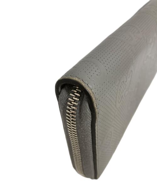 GUCCI（グッチ）GUCCI (グッチ) GGエンボスアラウンドジップウォレット グレーの古着・服飾アイテム